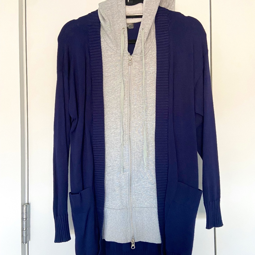 Aqua mixed media cardigan